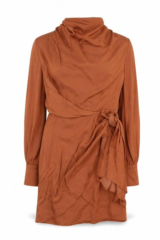 ASOS Womens Brown Polyester Sheath Size 8 Mock Neck Zip