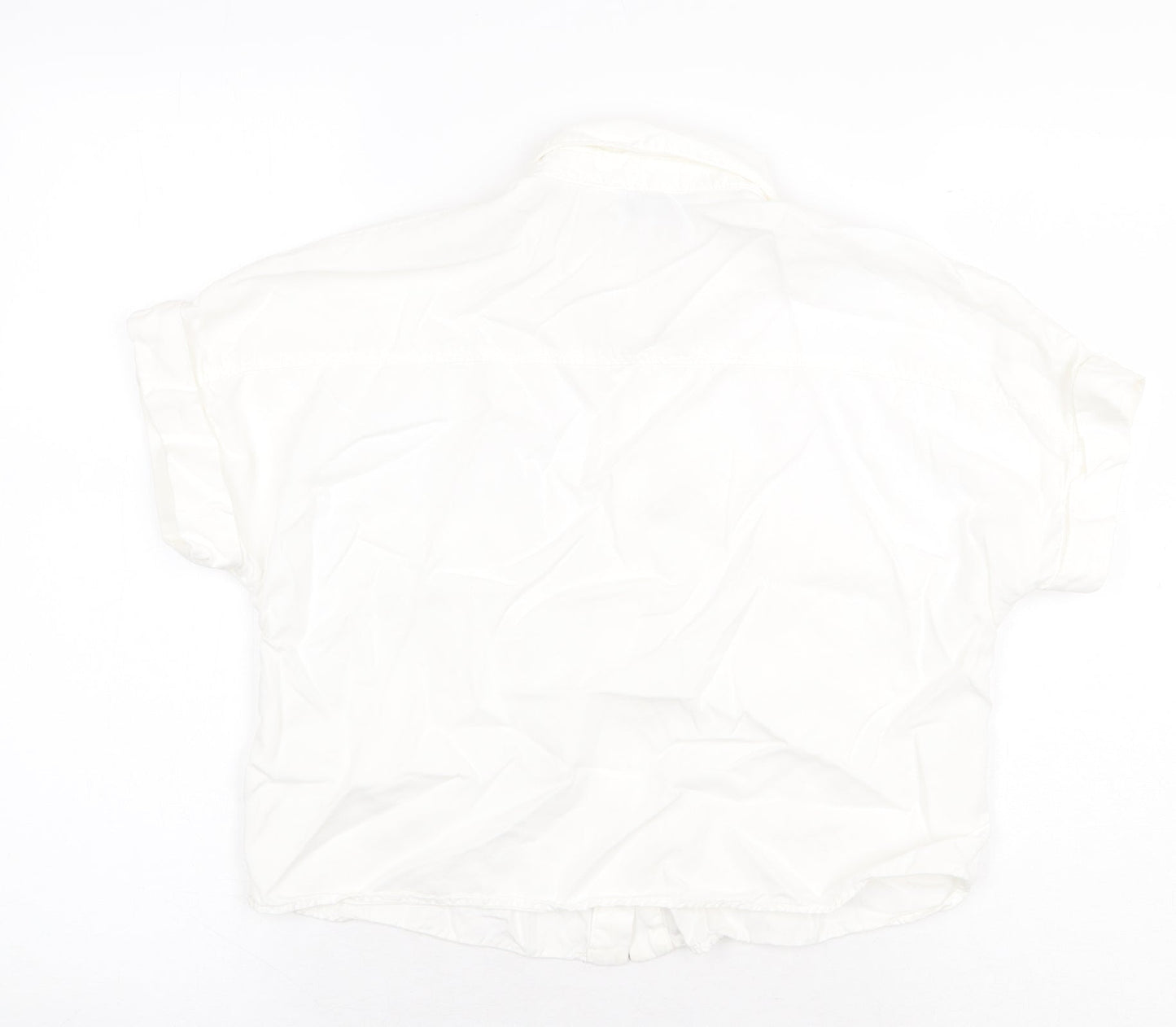 Zara Womens White Polyester Basic Button-Up Size S Collared