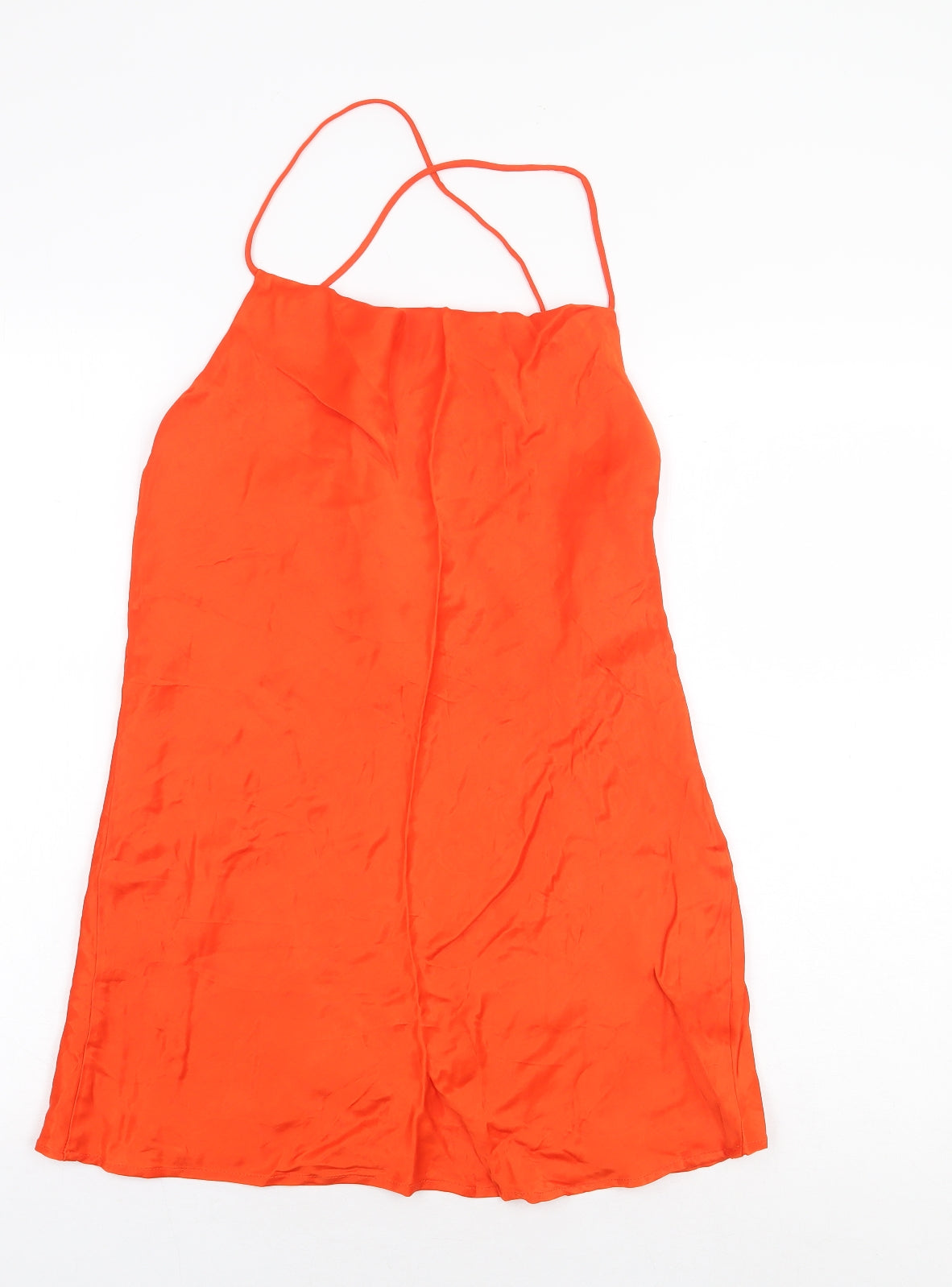 Zara Womens Orange Viscose Mermaid Size S Halter Pullover