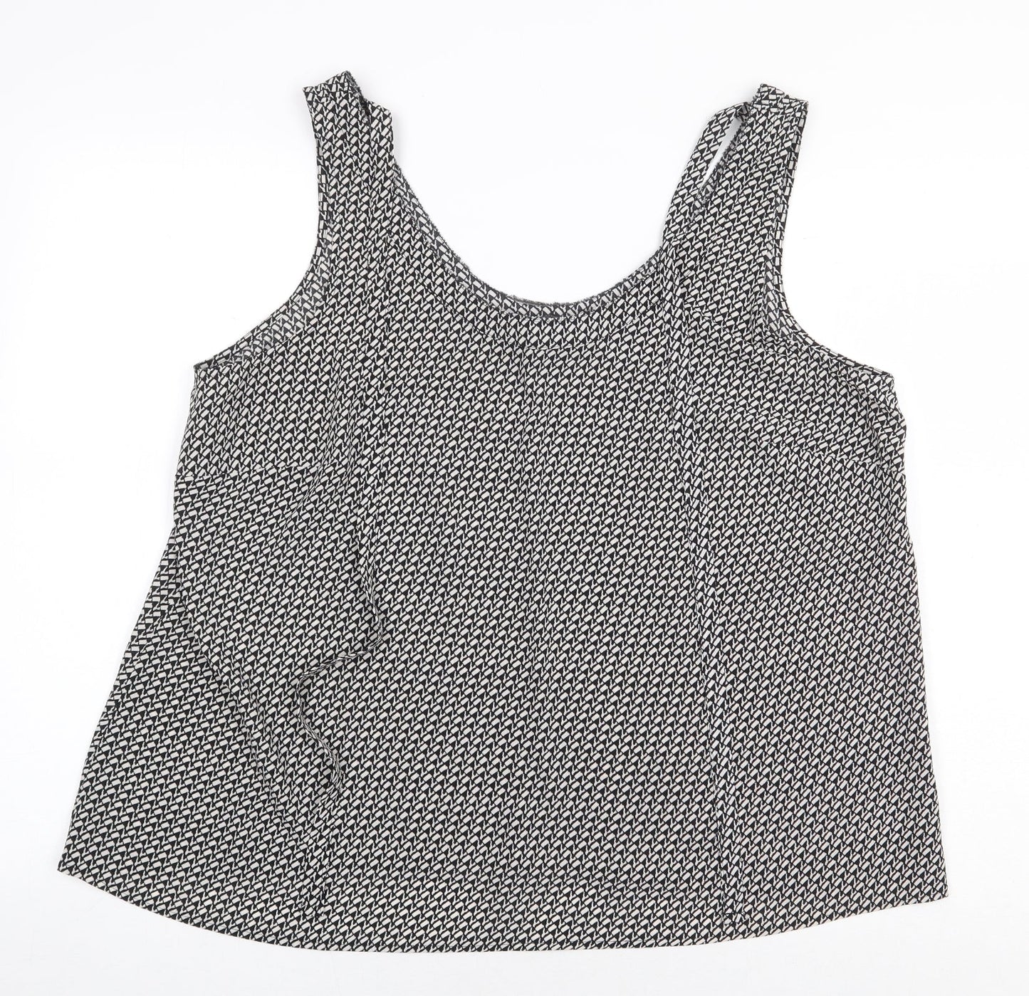 Marks and Spencer Womens Black Geometric Polyester Basic Tank Size 18 Scoop Neck