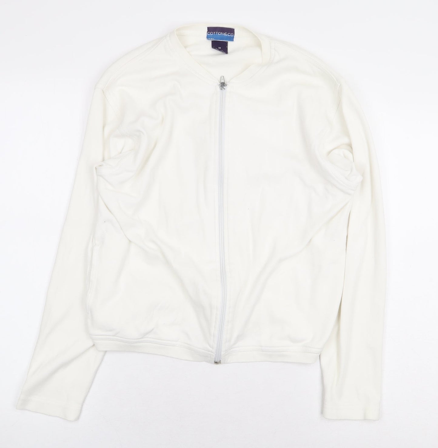 Cotton & Co Womens White Jacket Size M Zip