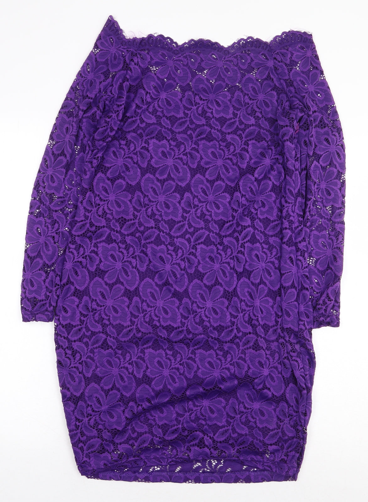 Preworn Womens Purple Nylon Bodycon Size L Off the Shoulder Zip