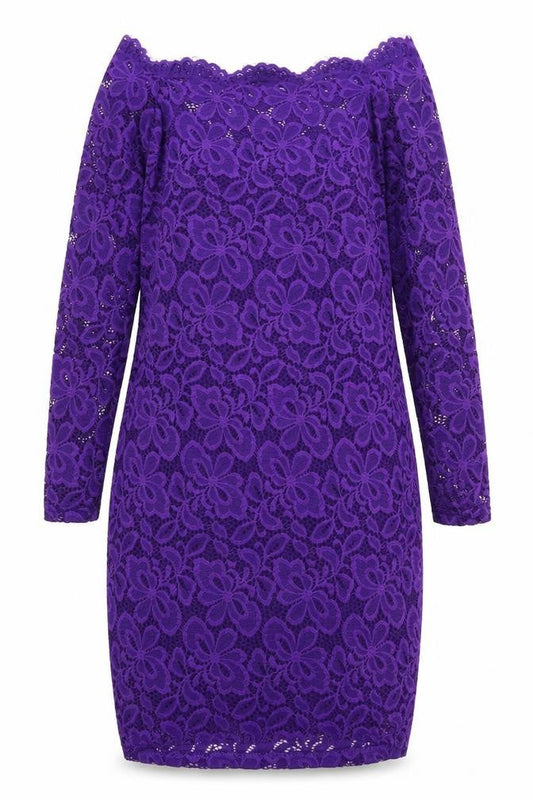 Womens Purple Nylon Bodycon Size L Off the Shoulder Zip
