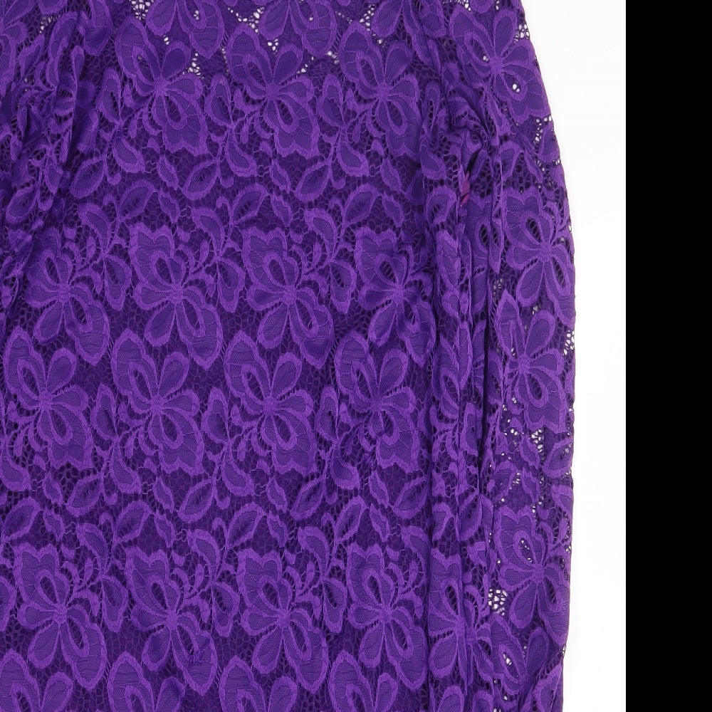 Preworn Womens Purple Nylon Bodycon Size L Off the Shoulder Zip