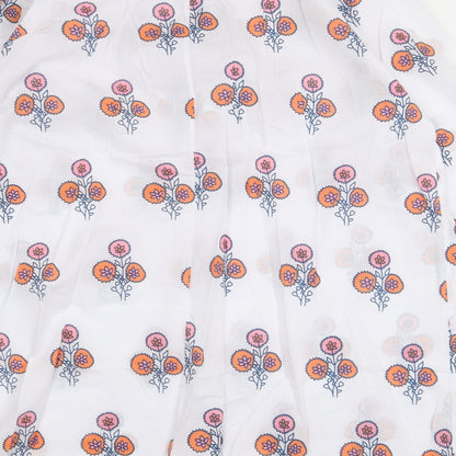 MissLook Womens White Geometric Cotton Basic Blouse Size 3XL Round Neck