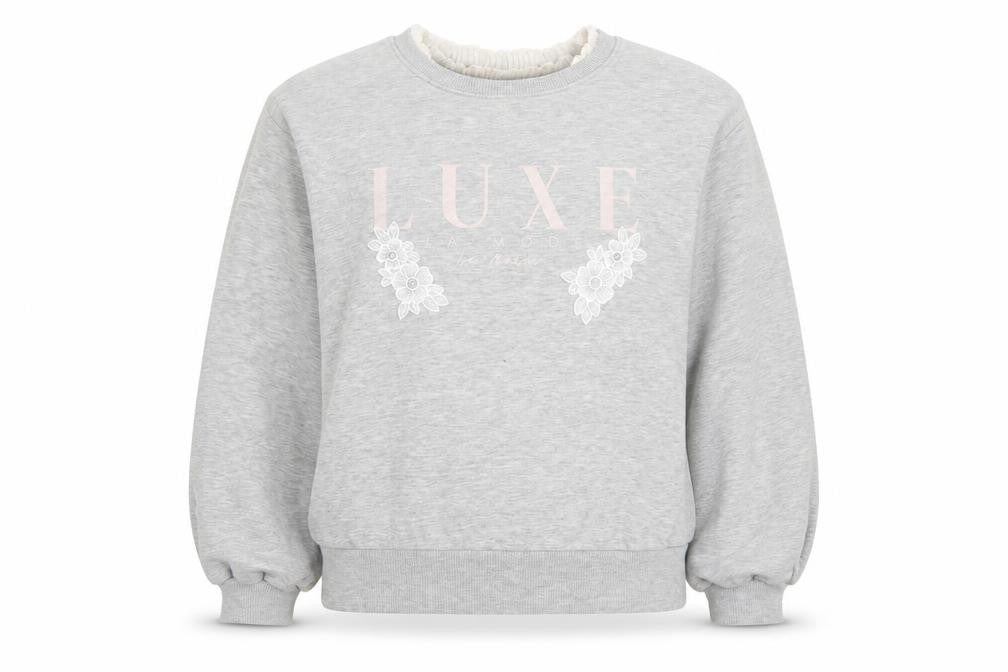 River Island Girls Grey 100% Cotton Pullover Sweatshirt Size 11-12 Years Pullover - Luxe