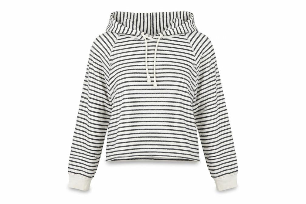 Divided Womens White Striped Cotton Pullover Hoodie Size M Pullover