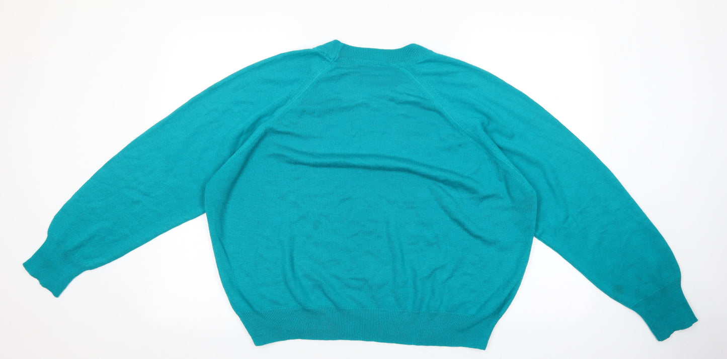 Preworn Womens Green Crew Neck Viscose Pullover Jumper Size 20
