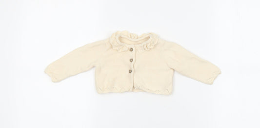 TU Baby Ivory 100% Cotton Cardigan Jumper Size 0-3 Months Button