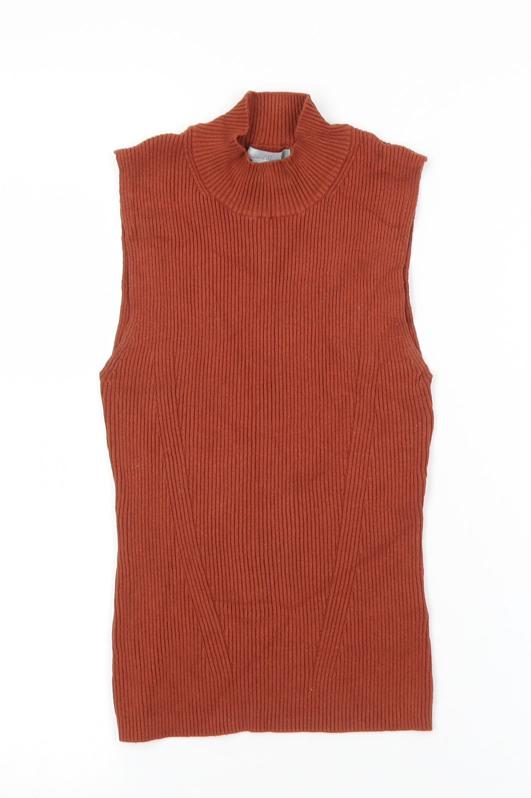 H&M Womens Brown High Neck Viscose Pullover Jumper Size S