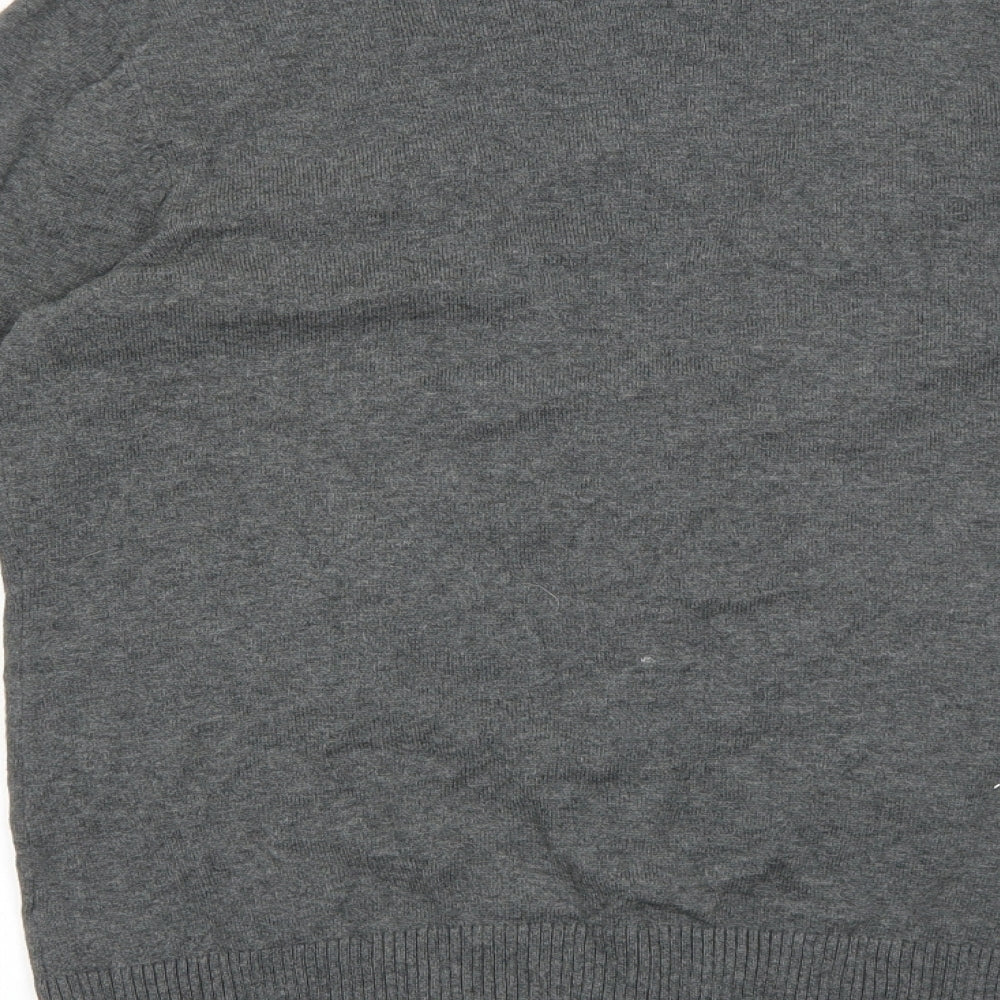 bonprix Womens Grey V-Neck Cotton Cardigan Jumper Size S
