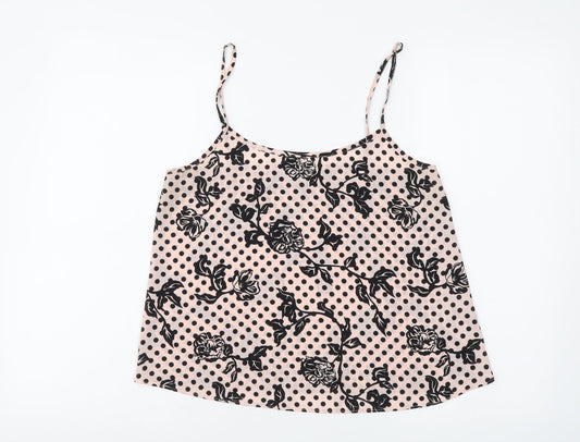 Dorothy Perkins Womens Pink Geometric Polyester Camisole Tank Size 10 Scoop Neck