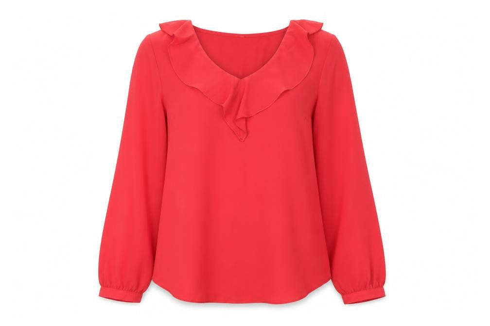 Wallis Womens Red Polyester Basic Blouse Size 8 V-Neck
