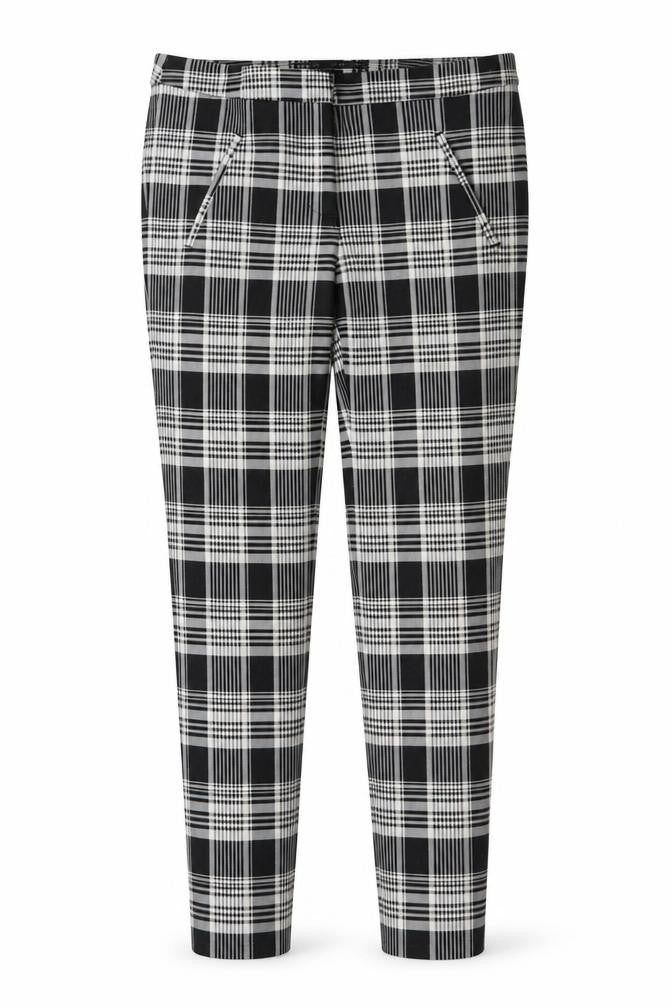 Zara Womens Black Plaid Polyester Trousers Size S L26 in Regular Button