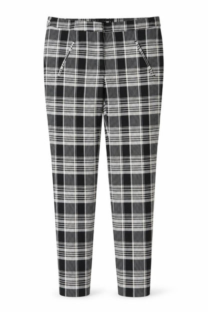 Zara Womens Black Plaid Polyester Trousers Size S L26 in Regular Button