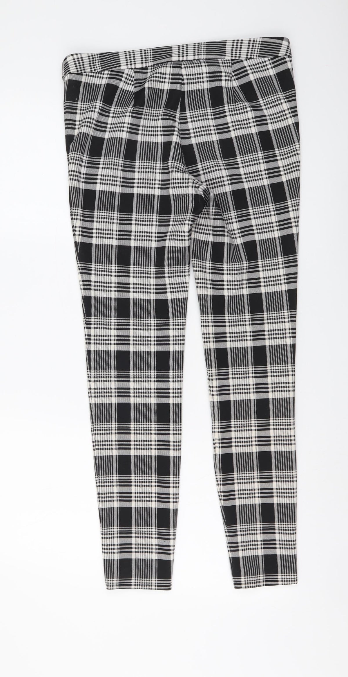 Zara Womens Black Plaid Polyester Trousers Size S L26 in Regular Button