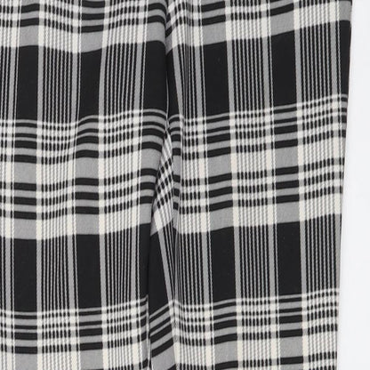 Zara Womens Black Plaid Polyester Trousers Size S L26 in Regular Button