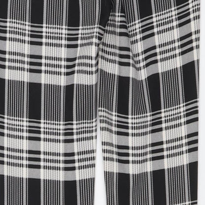 Zara Womens Black Plaid Polyester Trousers Size S L26 in Regular Button