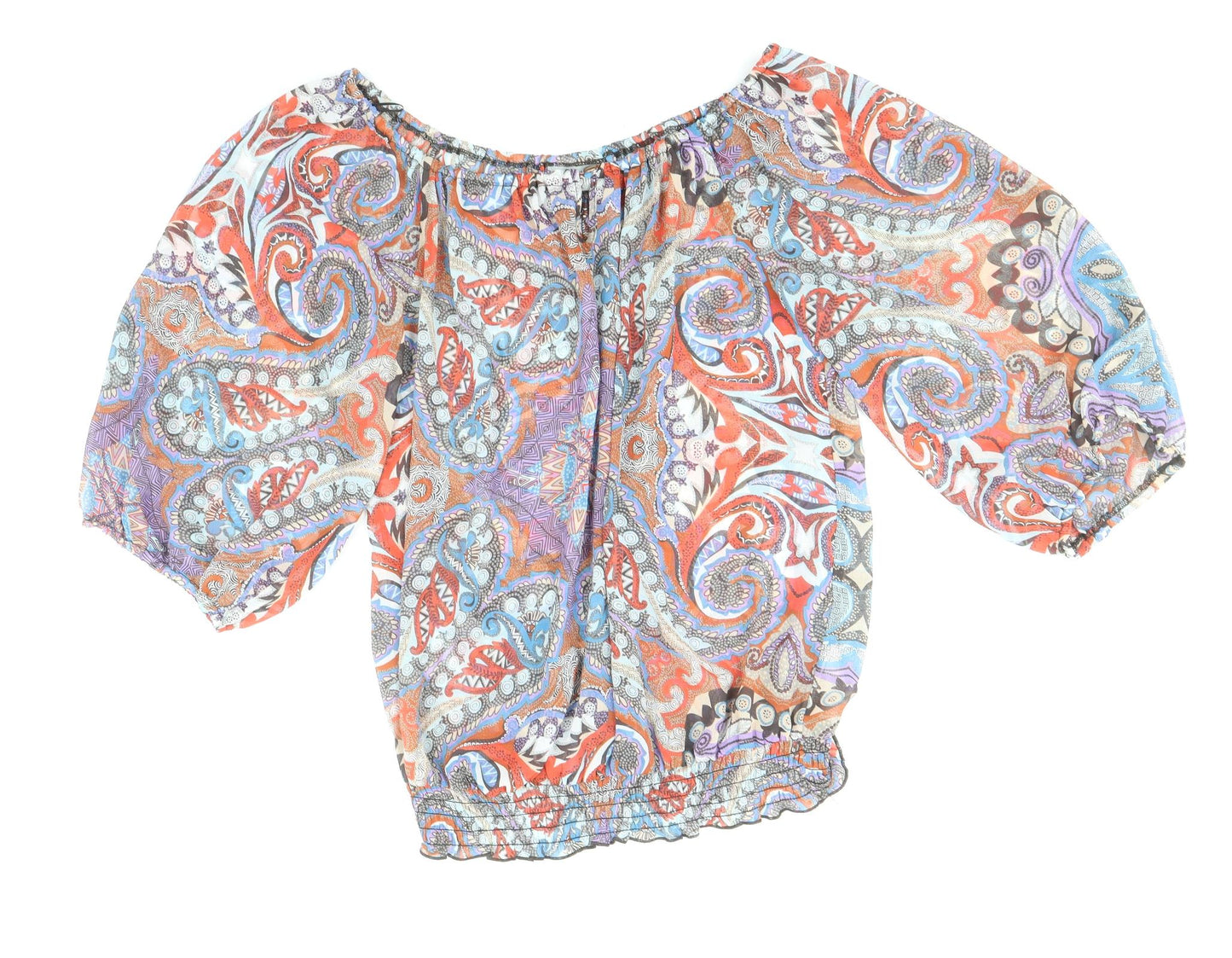 Wallis Womens Multicoloured Geometric Polyester Basic Blouse Size M Boat Neck