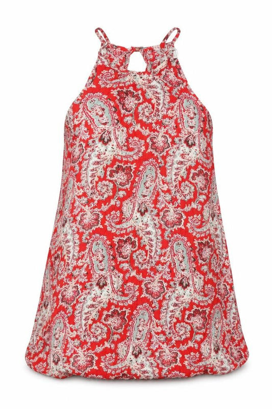 American Eagle Outfitters Womens Red Paisley Viscose Tunic Tank Size S Round Neck