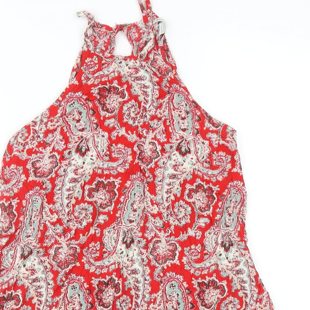 American Eagle Outfitters Womens Red Paisley Viscose Tunic Tank Size S Round Neck