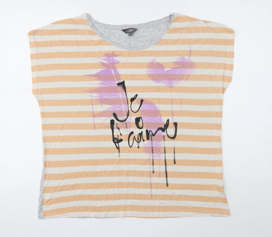 Limited Womens Multicoloured Striped Viscose Basic T-Shirt Size 16 Round Neck - Je T'aime