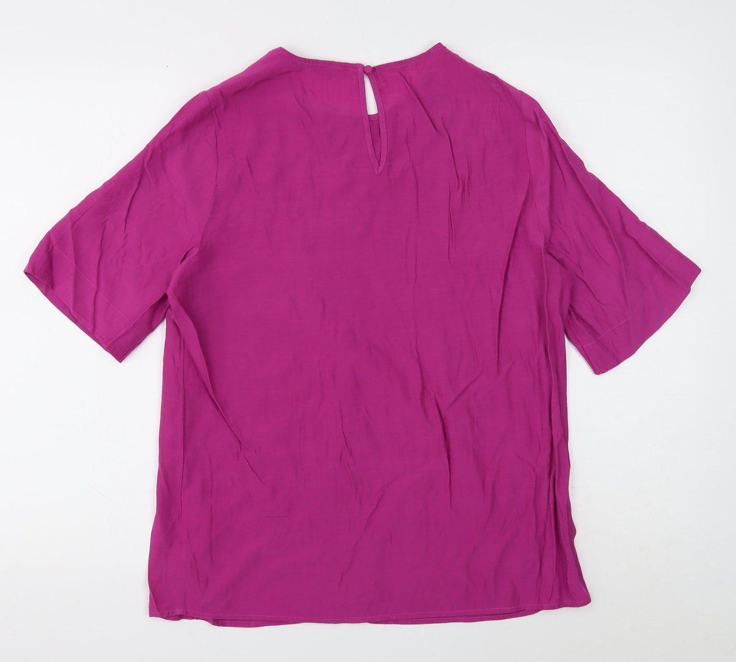 Marks and Spencer Womens Purple Viscose Basic Blouse Size 12 Round Neck