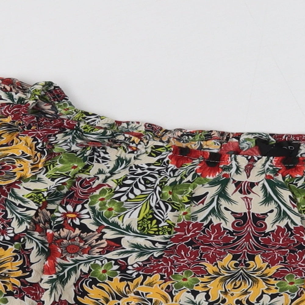Topshop Womens Multicoloured Floral Viscose Basic Blouse Size 10 Off the Shoulder