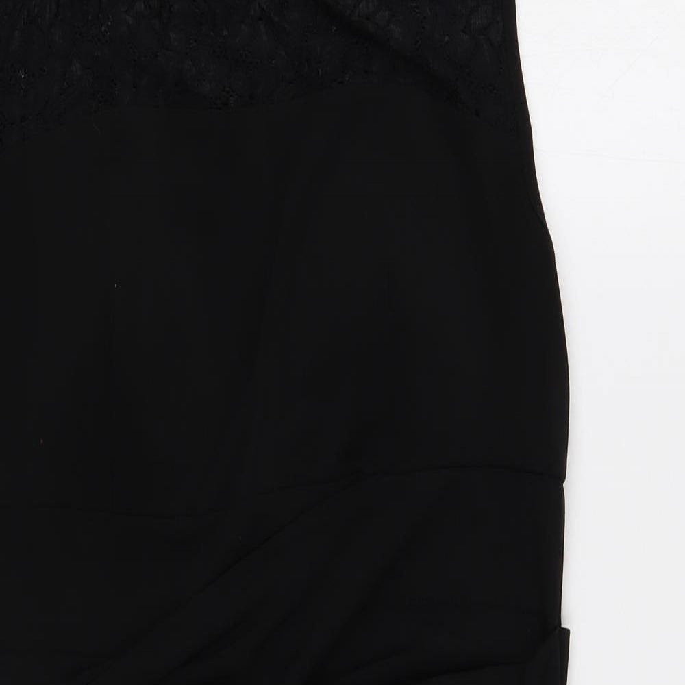 En Focus Studio Womens Black Polyester Bodycon Size 12 Round Neck Pullover - Lace Detail