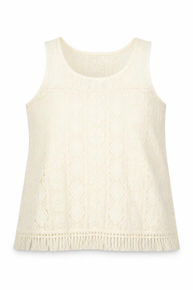 No Boundaries Womens Ivory Geometric Cotton Basic Blouse Size 2XL Round Neck