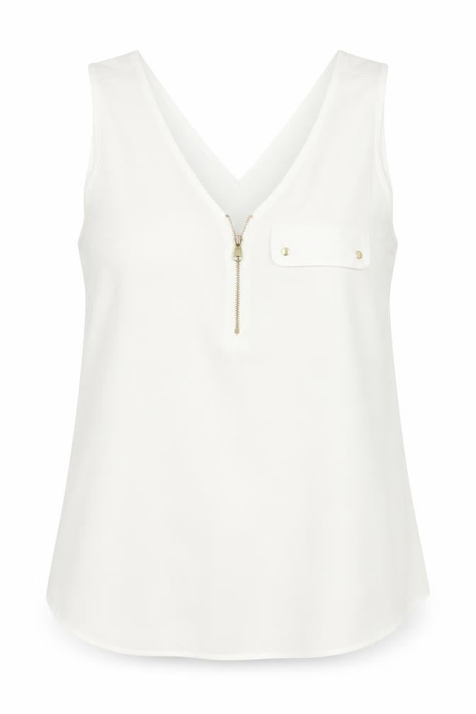 Dorothy Perkins Womens White Polyester Basic Tank Size 14 V-Neck