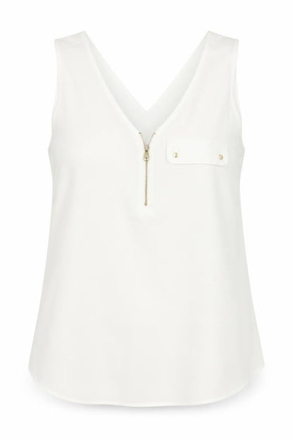 Dorothy Perkins Womens White Polyester Basic Tank Size 14 V-Neck