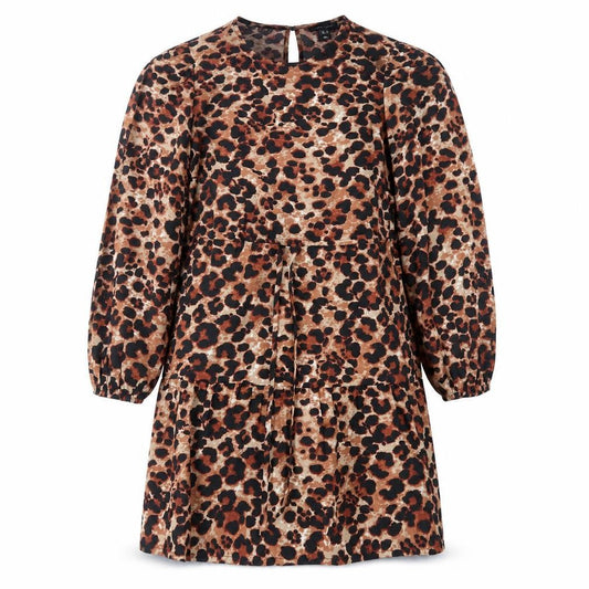 New Look Womens Brown Animal Print Polyester Sheath Size 10 Round Neck Pullover - Leopard Print