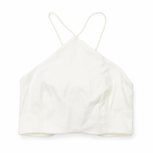 Zara Womens White Cotton Cropped Tank Size M Halter