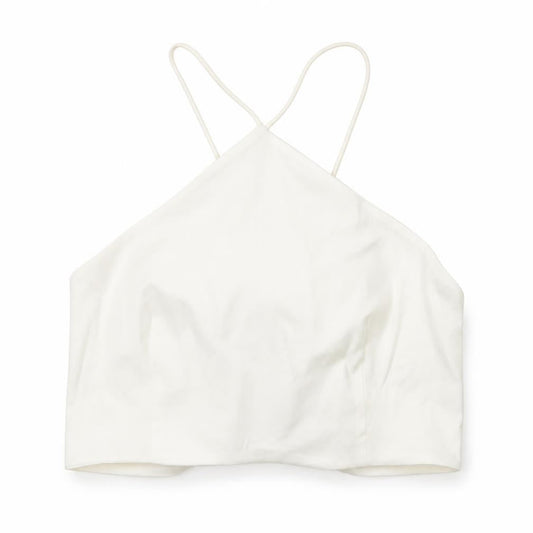 Zara Womens White Cotton Cropped Tank Size M Halter
