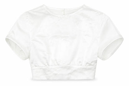 Zara Womens White Polyester Cropped Blouse Size S Round Neck