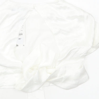 Zara Womens White Polyester Cropped Blouse Size S Round Neck