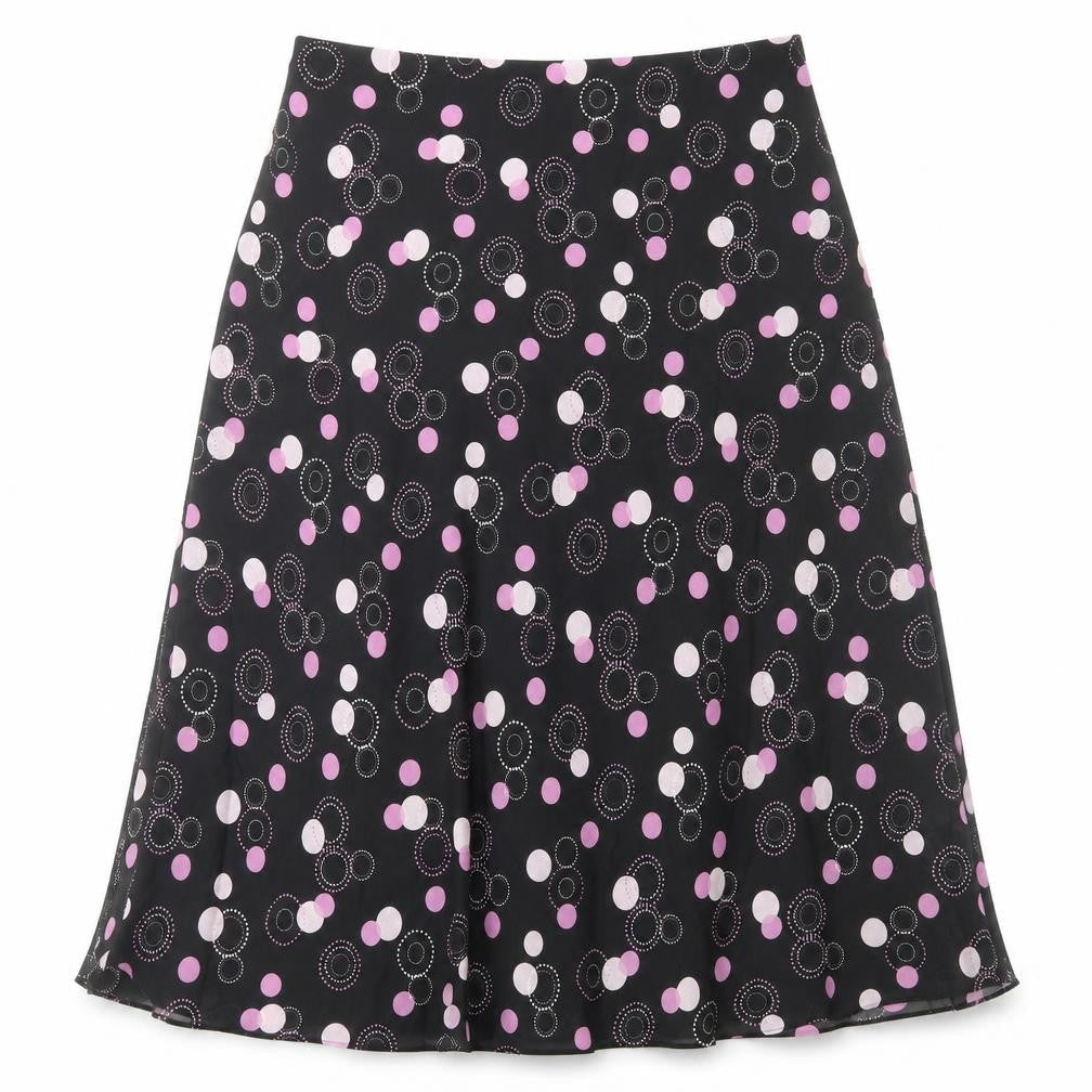 Premier Collection Womens Black Geometric Polyester Flare Skirt Size 10