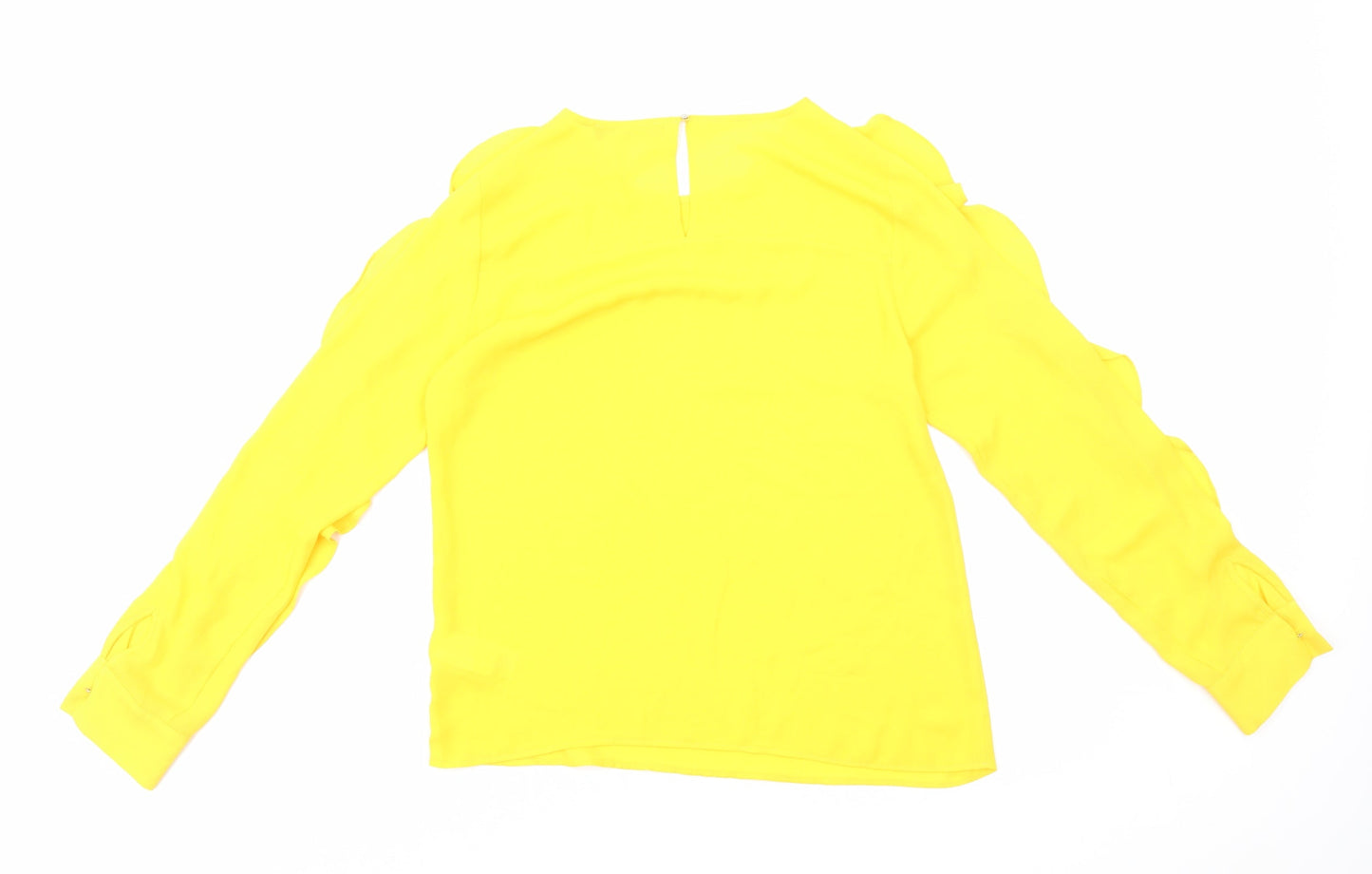 Marks and Spencer Womens Yellow Polyester Basic Blouse Size 8 Round Neck
