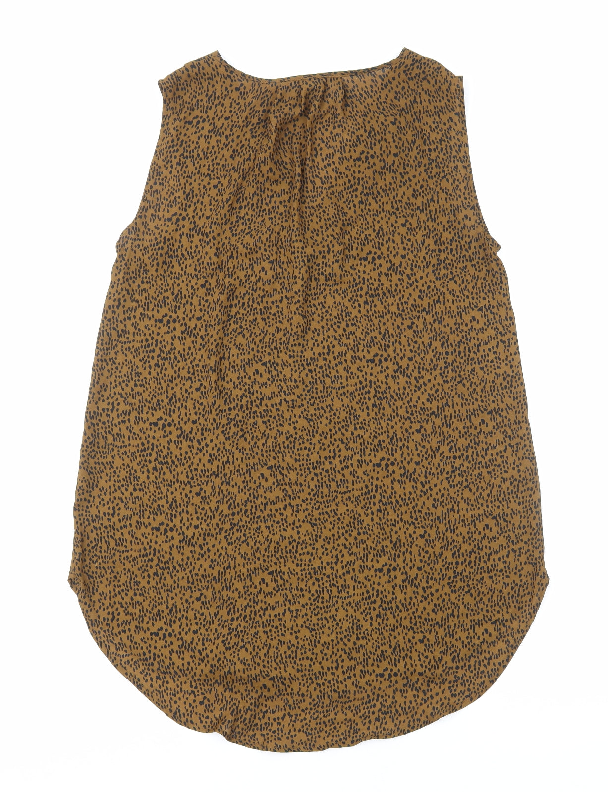 H&M Womens Brown Geometric Polyester Basic Blouse Size 10 V-Neck