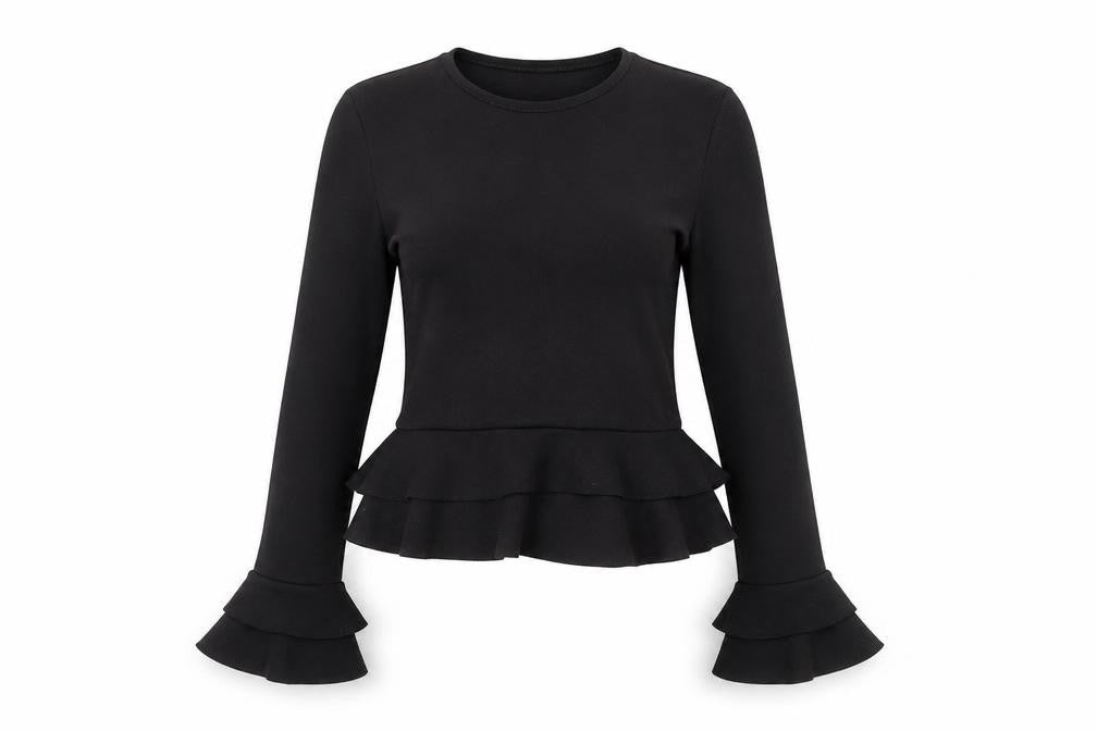 Stylewise Womens Black Polyester Basic T-Shirt Size 8 Round Neck