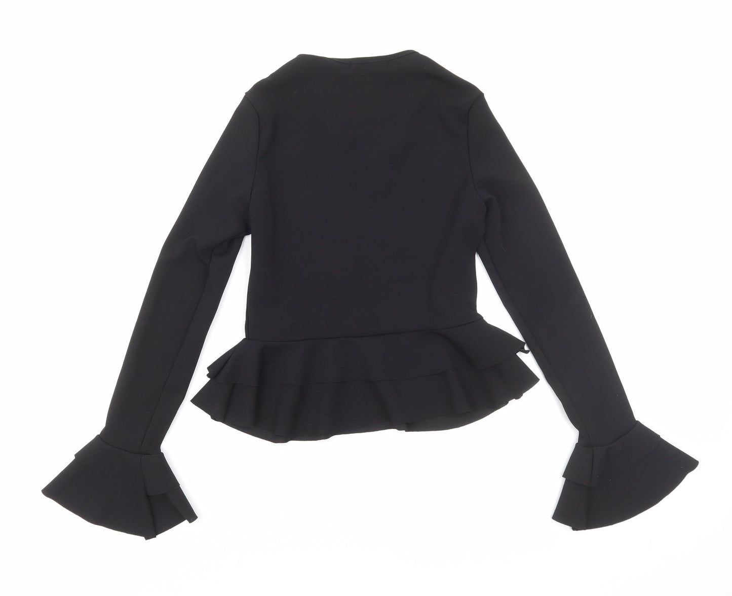 Stylewise Womens Black Polyester Basic T-Shirt Size 8 Round Neck