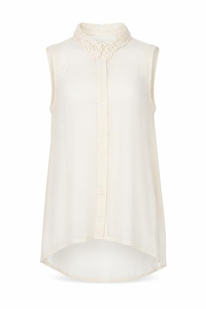 AX Paris Womens Ivory Polyester Basic Button-Up Size 10 Collared