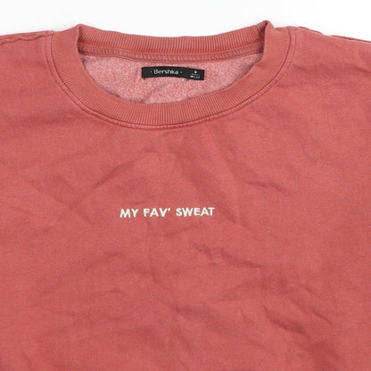 Bershka Womens Red Cotton Pullover Sweatshirt Size M Pullover - My Fav' Sweat