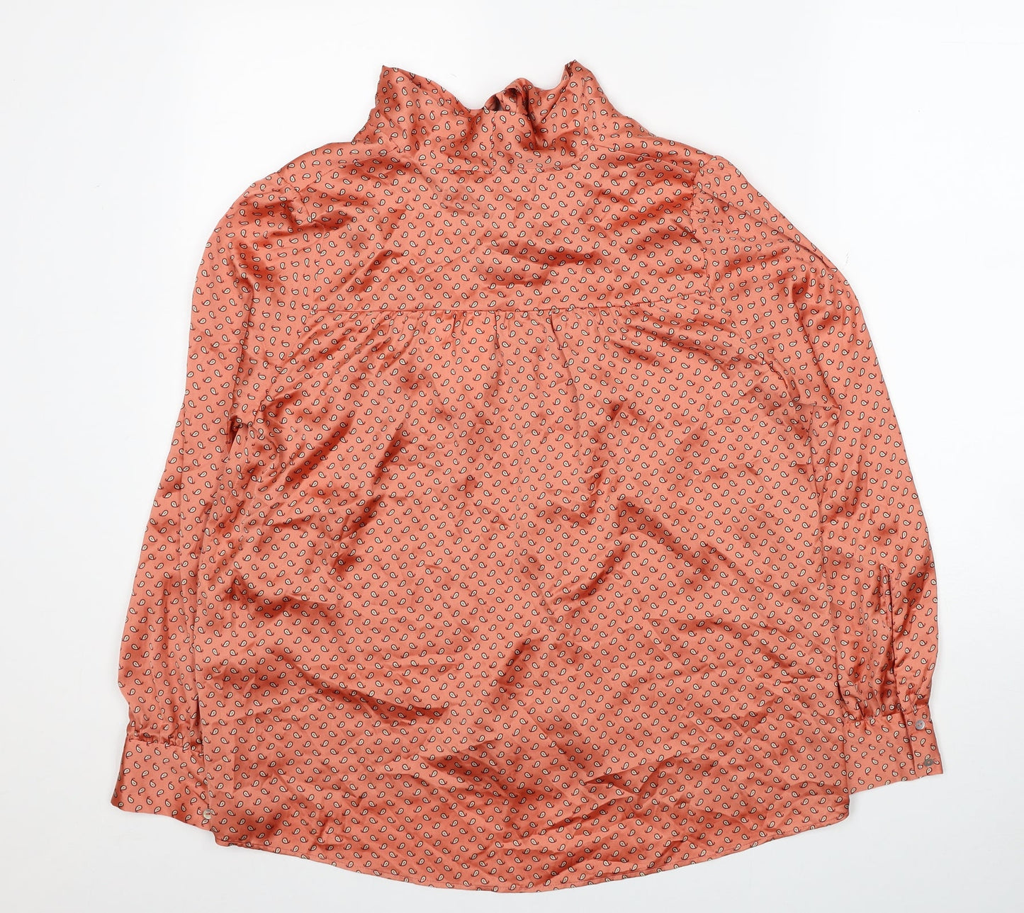 Zara Womens Orange Geometric Polyester Basic Blouse Size S V-Neck