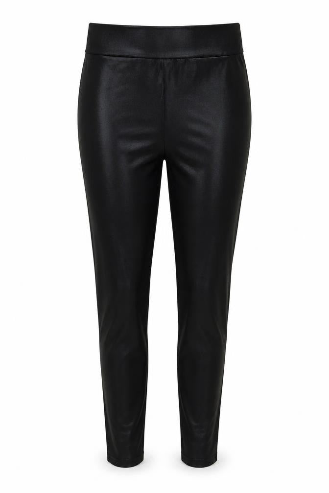 Papaya Womens Black Polyester Trousers Size 8 Regular - Wet look