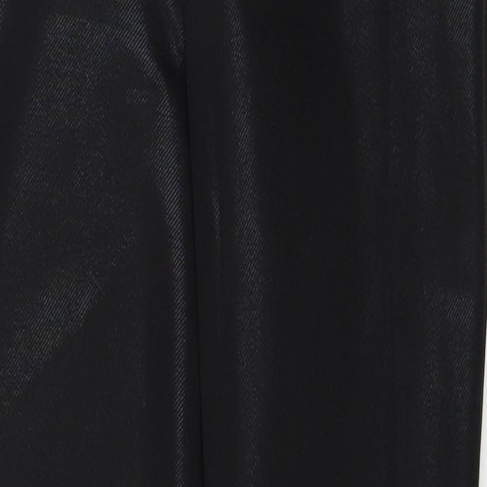 Papaya Womens Black Polyester Trousers Size 8 Regular - Wet look