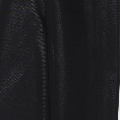 Papaya Womens Black Polyester Trousers Size 8 Regular - Wet look