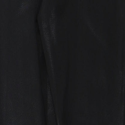 Papaya Womens Black Polyester Trousers Size 8 Regular - Wet look