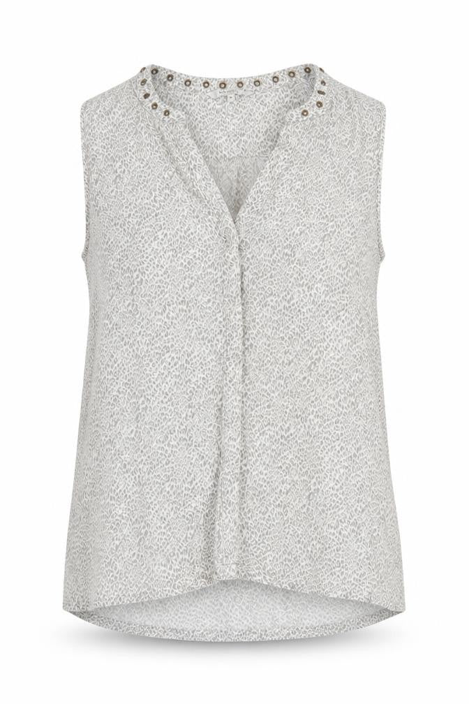 Sandwich Womens Grey Animal Print Viscose Basic Button-Up Size 8 V-Neck